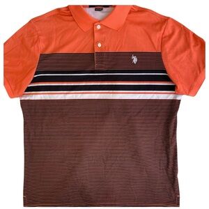 U.S. Polo Assn. Orange and Brown Striped Polo Shirt